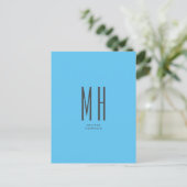 Modern Monogram Professional Plain Simple Sky Blue Briefkaart (Staand voorkant)