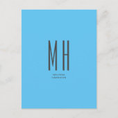 Modern Monogram Professional Plain Simple Sky Blue Briefkaart (Voorkant)