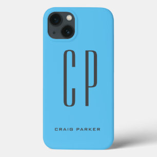 Modern Monogram Professional Plain Simple Sky Blue Case-Mate iPhone Case