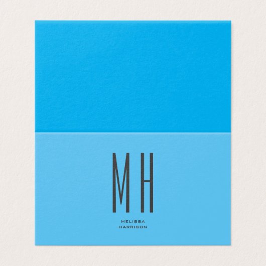 Modern Monogram Professional Plain Simple Sky Blue Kaart (Buitenkant ongevouwen)