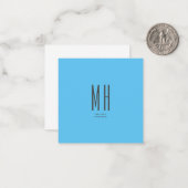 Modern Monogram Professional Plain Simple Sky Blue Notitiekaartje (Voorkant / Achterkant in situ)