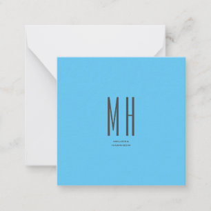 Modern Monogram Professional Plain Simple Sky Blue Notitiekaartje