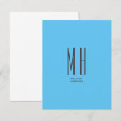 Modern Monogram Professional Plain Simple Sky Blue RSVP Kaartje (Voorkant / Achterkant)