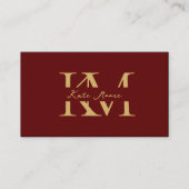 Modern Monogram Professional Red Gold Marketing Visitekaartje (Voorkant)