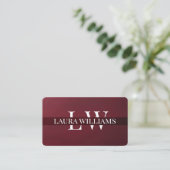 Modern Monogram Professional Red Maroon Visitekaartje (Staand voorkant)