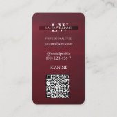 Modern Monogram Professional Red Maroon Visitekaartje (Achterkant)