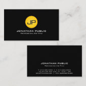 Modern Monogram Professioneel Elegant Design Zwart Visitekaartje (Voorkant / Achterkant)
