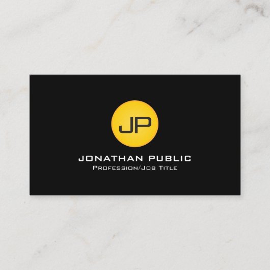 Modern Monogram Professioneel Elegant Design Zwart Visitekaartje (Voorkant)