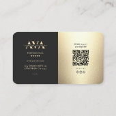 Modern Monogram Professioneel Elegant Zwart Goud Visitekaartje (Achterkant)