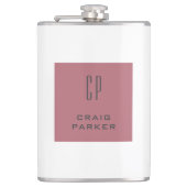 Modern Monogram Professioneel Gewoon Roos Goud Wit Heupfles (Voorkant)