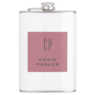 Modern Monogram Professioneel Gewoon Roos Goud Wit Heupfles