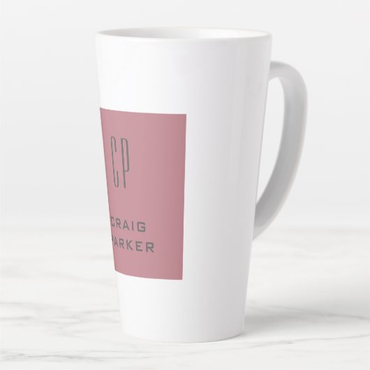 Modern Monogram Professioneel Gewoon Roos Goud Wit Latte Mok (Rechterhoek)