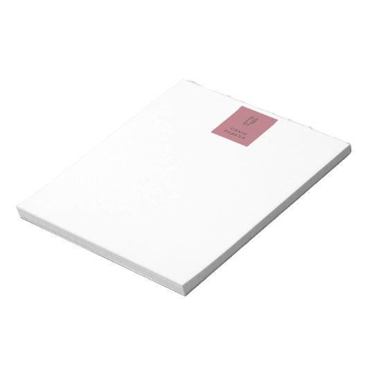 Modern Monogram Professioneel Gewoon Roos Goud Wit Notitieblok (Linkerzijde)