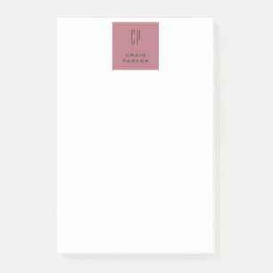 Modern Monogram Professioneel Gewoon Roos Goud Wit Post-it® Notes