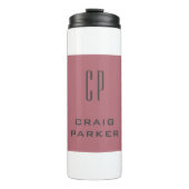 Modern Monogram Professioneel Gewoon Roos Goud Wit Thermosbeker (Voorkant)