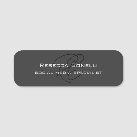 Modern Monogram Professioneel Grijs Naamplaatje (Voorkant)