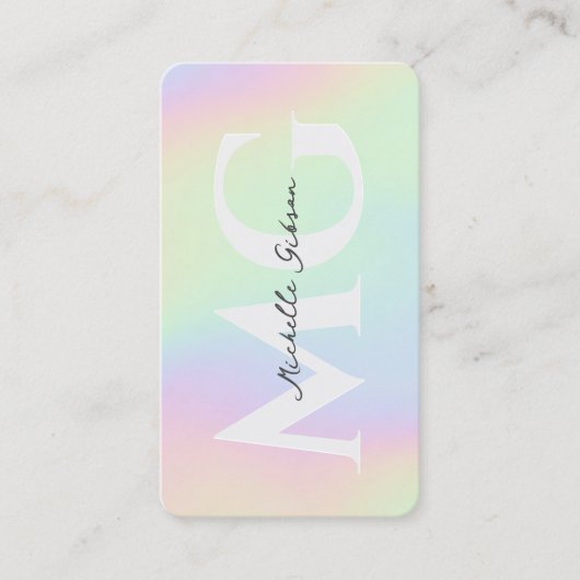 Modern Monogram Professioneel Holografisch Visitekaartje (Voorkant)