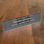 Modern Monogram Professioneel Zwart Grijs Naambordje (Zijkant)