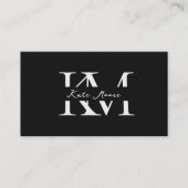 Modern Monogram Professioneel Zwart Marketing Visitekaartje (Voorkant)