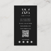 Modern Monogram Professioneel Zwart Marketing Visitekaartje (Achterkant)