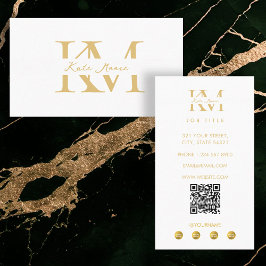 Modern Monogram Professionele Goud Witte Marketing Visitekaartje