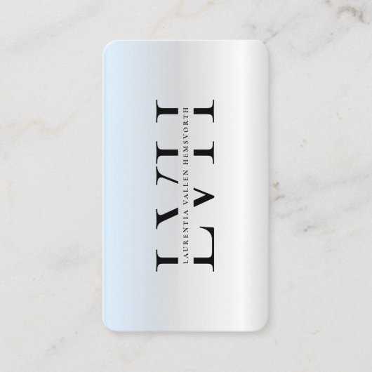 Modern Monogram Professionele Initialen Zilver Visitekaartje (Voorkant)