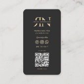 Modern Monogram Professionele Initialen Zwart Goud Visitekaartje (Achterkant)