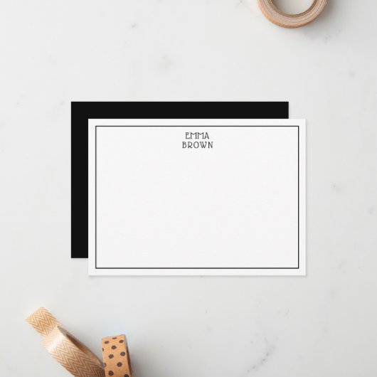 Modern Monogram Professionele Naam Zwart Wit Notitiekaartje (Voorkant / Achterkant in situ)
