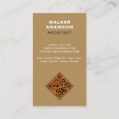 Modern (Monogram QR) Brons & Mat Zwart Visitekaartje (Achterkant)