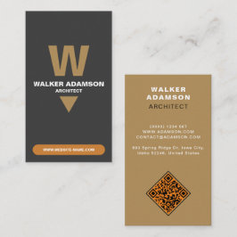 Modern (Monogram QR) Brons & Matzwart Visitekaartje