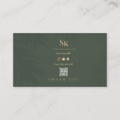 Modern Monogram QR code dark green social  icons Visitekaartje (Achterkant)