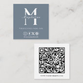 Modern Monogram QR Code Slate Vierkante Visitekaartje (Voorkant / Achterkant)