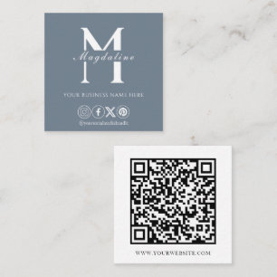 Modern Monogram QR Code Slate Vierkante Visitekaartje