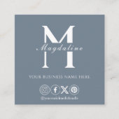 Modern Monogram QR Code Slate Vierkante Visitekaartje (Voorkant)