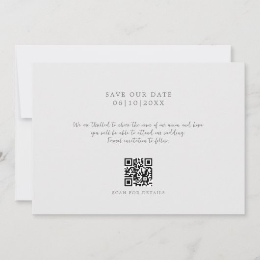 Modern Monogram QR Save the Date (Achterkant)