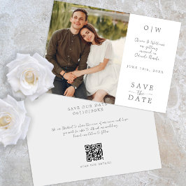 Modern Monogram QR Save the Date