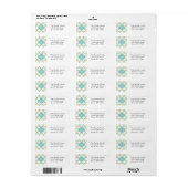 Modern Monogram Quatrefoil Pattern Ivory Turquoise Etiket (Full Sheet)