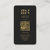 Modern Monogram R N Professioneel Zwart Goud Visitekaartje (Achterkant)