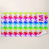 Modern Monogram Rainbow Ombre Houndstooth Pattern Strandlaken (Voorkant)