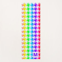 Modern Monogram Rainbow Ombre Houndstooth Pattern