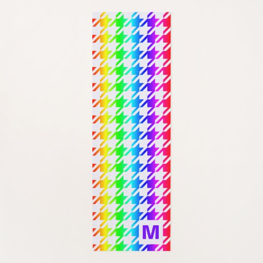 Modern Monogram Rainbow Ombre Houndstooth Pattern Yogamat (Voorkant)