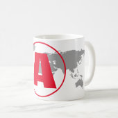 Modern Monogram Red Initial Letter World Map Koffiemok (Voorkant rechts)