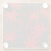 Modern Monogram Red Maple Leaf Grey Glazen Onderzetter (Achterkant)