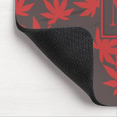 Modern Monogram Red Maple Leaf Grey Muismat (Hoek)