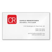 Modern Monogram Red White Professional Plain Magnetisch Visitekaartje (Voorkant)