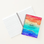 Modern Monogram Regenboog Agaat Glitter Notitieboek (Binnen)