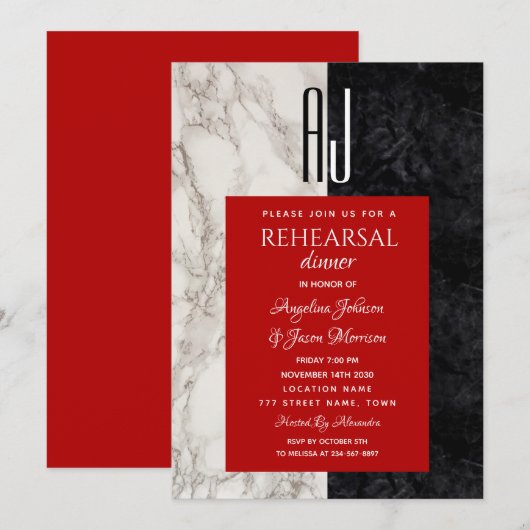 Modern Monogram repetitie diner Kaart (Voorkant / Achterkant)