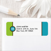 Modern Monogram retour adres label - blauw/bruin (Insitu)