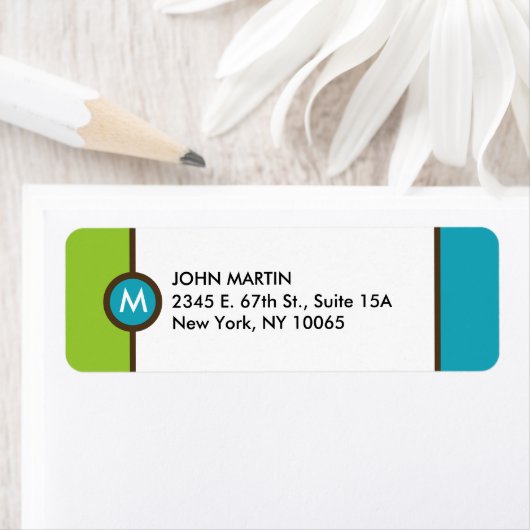 Modern Monogram retour adres label - blauw/bruin (Insitu)