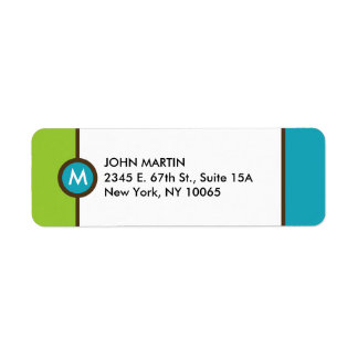 Modern Monogram retour adres label - blauw/bruin